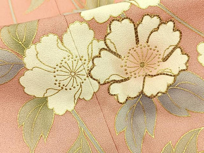 平和屋着物●訪問着　駒刺繍　枝垂れ桜文　暈し染め　金彩　ロング丈　正絹　逸品　BAAY3754hj
