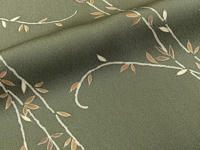 平和屋着物■上質な小紋　草葉文　正絹　逸品　BAAY3755hj
