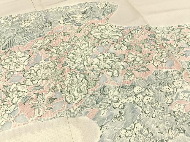 平和屋着物■訪問着　絞り　花蝶文　正絹　逸品　BAAY3756hj