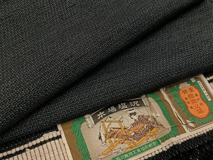 平和屋着物■塩沢紬　80亀甲　総詰め　証紙付き　正絹　逸品　BAAY3757hj