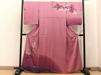 平和屋着物■訪問着　手描き　花鳥文　暈し染め　正絹　逸品　BAAY3758hj