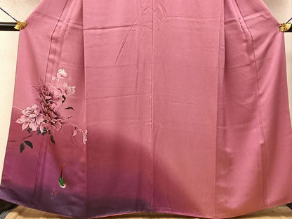 平和屋着物■訪問着　手描き　花鳥文　暈し染め　正絹　逸品　BAAY3758hj