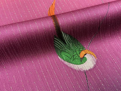 平和屋着物■訪問着　手描き　花鳥文　暈し染め　正絹　逸品　BAAY3758hj