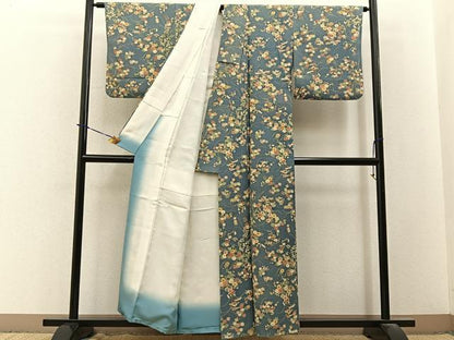 平和屋着物■上質な小紋　草花文　金彩　鬼しぼ縮緬　正絹　逸品　BAAY3760hj