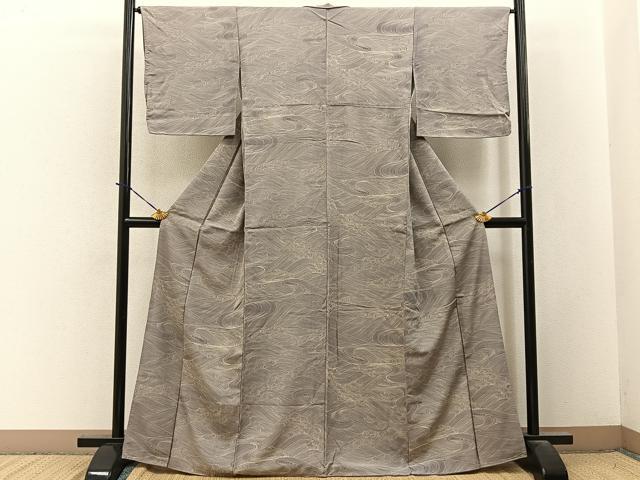 平和屋着物■上質な小紋　立波文　正絹　逸品　BAAY3762hj