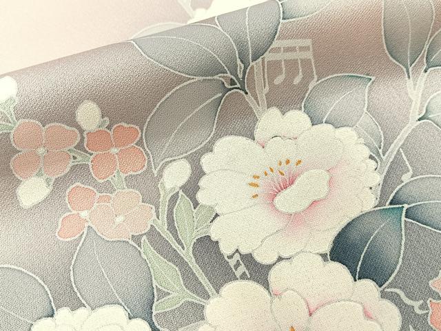 平和屋着物■訪問着　刺繍　楽器洋花文　暈し染め　正絹　逸品　BAAY3765hj