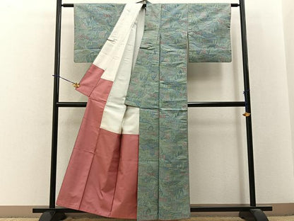 平和屋着物■上質な紬　風景文　正絹　逸品　BAAY3767hj