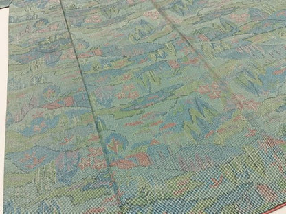 平和屋着物■上質な紬　風景文　正絹　逸品　BAAY3767hj