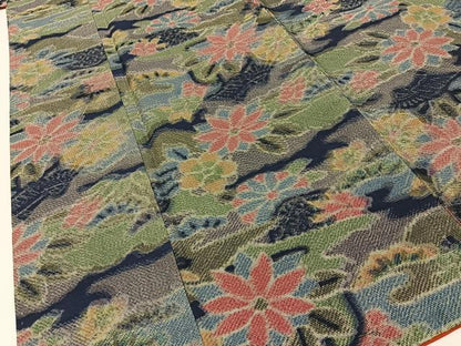 平和屋着物■上質な紬　風景花文　正絹　逸品　BAAY3772hj