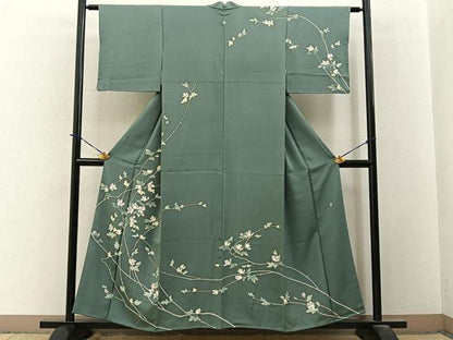 平和屋着物●訪問着　友禅　作家物　枝花文　正絹　逸品　BAAY3773hj