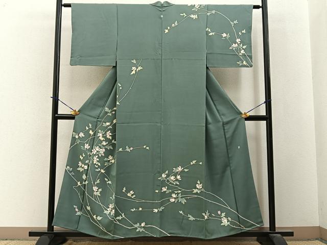 平和屋着物●訪問着　友禅　作家物　枝花文　正絹　逸品　BAAY3773hj
