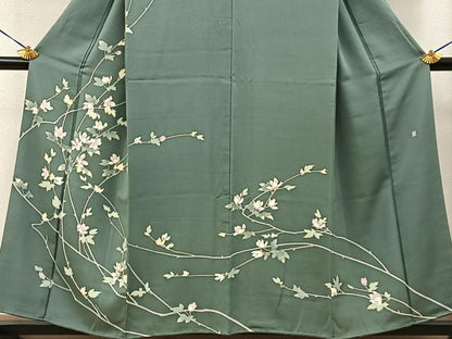 平和屋着物●訪問着　友禅　作家物　枝花文　正絹　逸品　BAAY3773hj