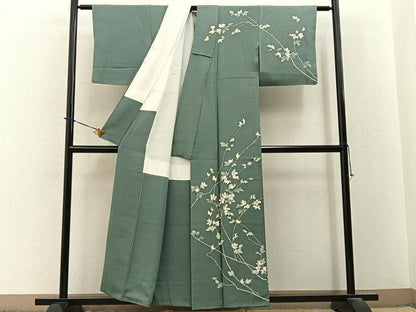 平和屋着物●訪問着　友禅　作家物　枝花文　正絹　逸品　BAAY3773hj