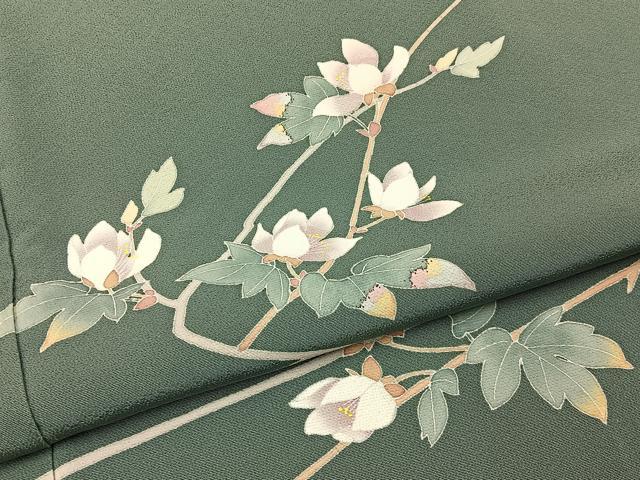 平和屋着物●訪問着　友禅　作家物　枝花文　正絹　逸品　BAAY3773hj