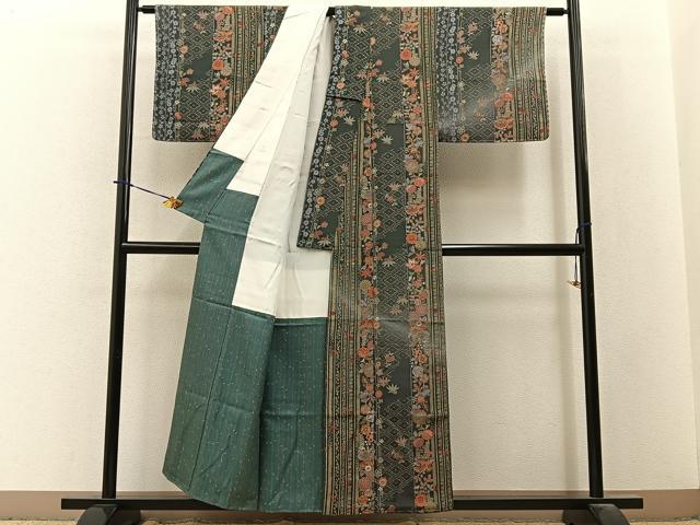 平和屋着物■訪問着　松竹梅花文　暈し染め　金彩　鬼しぼ縮緬　正絹　逸品　未使用　BAAY3775hj