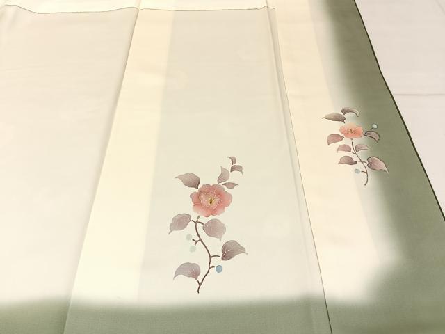 平和屋着物●安藤松岳　訪問着　南天草花文　正絹　逸品　BAAY3780hj