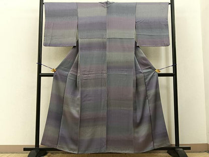 平和屋着物■上質な小紋　横段文　さが美扱い　正絹　逸品　BAAY3781hj