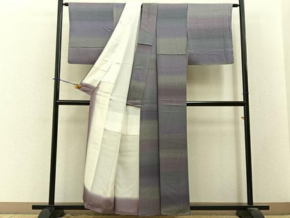 平和屋着物■上質な小紋　横段文　さが美扱い　正絹　逸品　BAAY3781hj