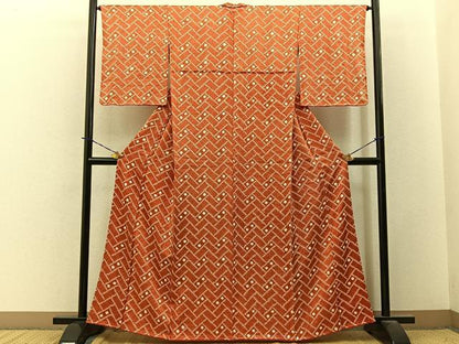 平和屋着物■上質な小紋　総絞り　網代文様　正絹　逸品　BAAY3784hj