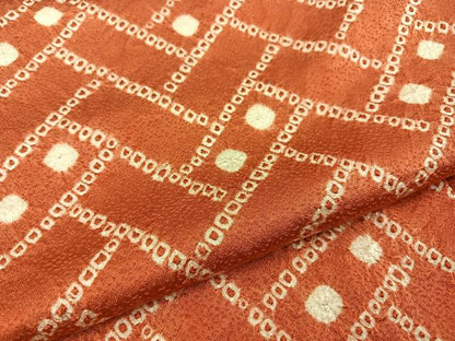 平和屋着物■上質な小紋　総絞り　網代文様　正絹　逸品　BAAY3784hj