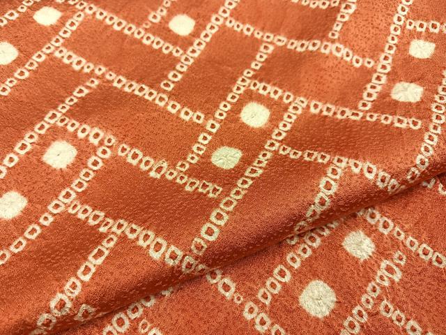 平和屋着物■上質な小紋　総絞り　網代文様　正絹　逸品　BAAY3784hj
