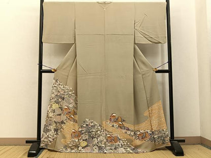 平和屋着物■豪華色留袖　鴛鴦花文　金彩　正絹　逸品　BAAY3787hj