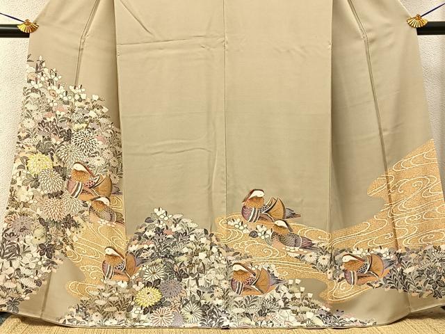 平和屋着物■豪華色留袖　鴛鴦花文　金彩　正絹　逸品　BAAY3787hj