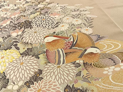 平和屋着物■豪華色留袖　鴛鴦花文　金彩　正絹　逸品　BAAY3787hj