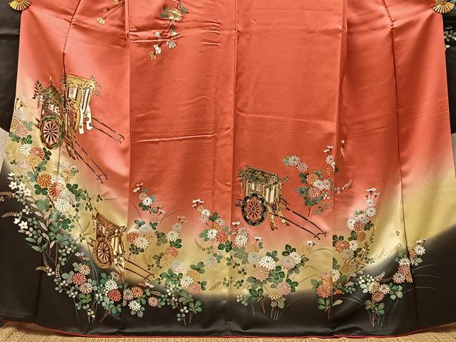 平和屋着物■豪華振袖　御所車花文　暈し染め　金彩　正絹　逸品　BAAY3788hj