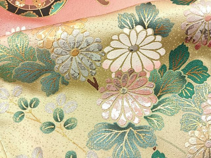 平和屋着物■豪華振袖　御所車花文　暈し染め　金彩　正絹　逸品　BAAY3788hj