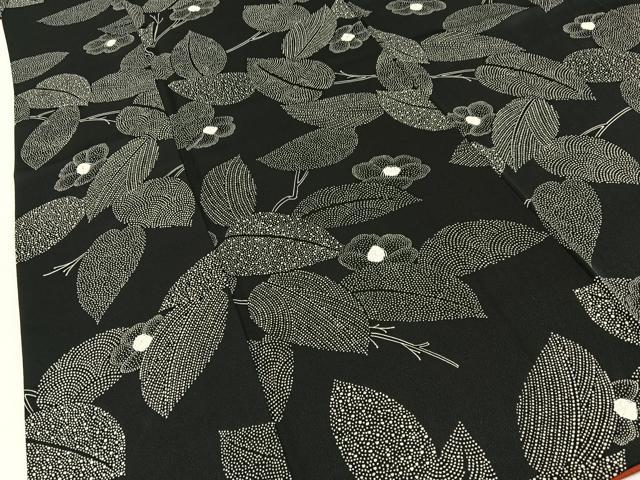 平和屋着物■上質な小紋　絞り　椿　黒地　正絹　逸品　BAAY3791hj