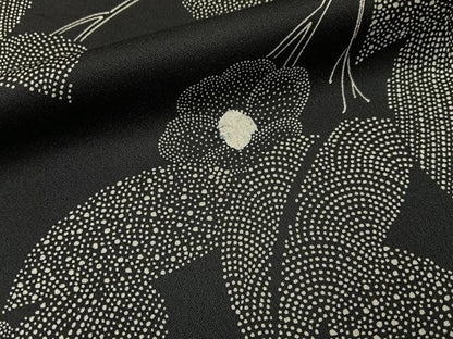平和屋着物■上質な小紋　絞り　椿　黒地　正絹　逸品　BAAY3791hj