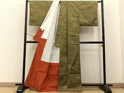 平和屋着物■上質な紬　縞　正絹　逸品　BAAY3793hj