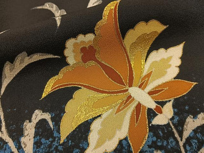 平和屋着物■豪華黒留袖　更紗花唐草文　金彩　正絹　逸品　BAAY3799hj