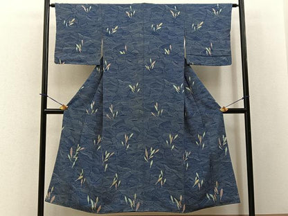 平和屋着物■上質な小紋　草葉文　正絹　逸品　未使用　BAAY3800hj