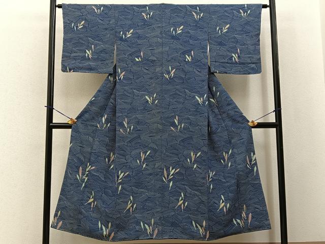 平和屋着物■上質な小紋　草葉文　正絹　逸品　未使用　BAAY3800hj