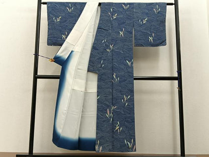 平和屋着物■上質な小紋　草葉文　正絹　逸品　未使用　BAAY3800hj