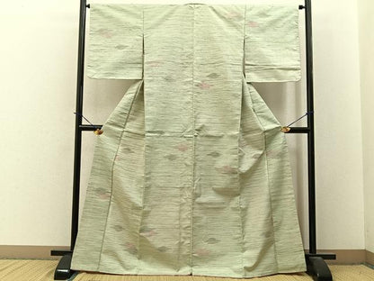 平和屋着物■上質な紬　菱文様　正絹　逸品　BAAY3801hj