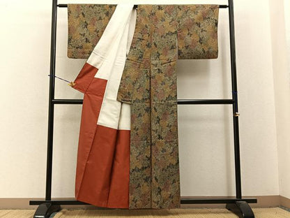 平和屋着物■本場染大島紬　樹林文　正絹　逸品　BAAY3802hj