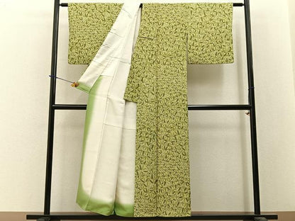 平和屋着物■上質な小紋　笹　正絹　逸品　BAAY3804hj