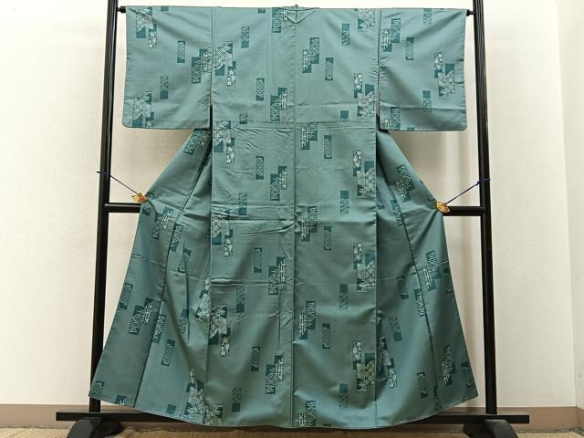平和屋着物■上質なお召　松竹梅　短冊有職文　正絹　逸品　BAAY3807hj