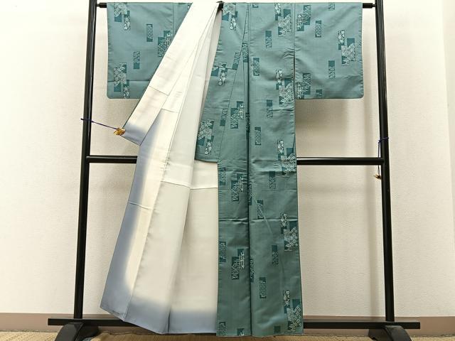 平和屋着物■上質なお召　松竹梅　短冊有職文　正絹　逸品　BAAY3807hj