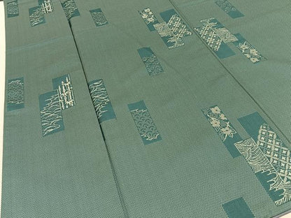 平和屋着物■上質なお召　松竹梅　短冊有職文　正絹　逸品　BAAY3807hj