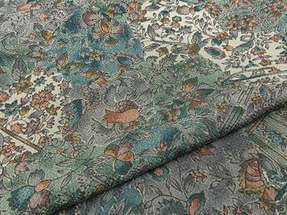 平和屋着物■上質な小紋　更紗花文　鬼しぼ縮緬　正絹　逸品　未使用　BAAY3814hj