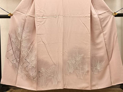 平和屋着物■訪問着　刺繍　竹垣草葉文　暈し染め　正絹　逸品　BAAY3816hj