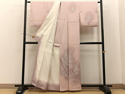平和屋着物■訪問着　刺繍　竹垣草葉文　暈し染め　正絹　逸品　BAAY3816hj
