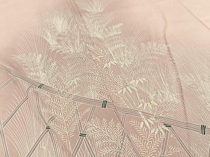平和屋着物■訪問着　刺繍　竹垣草葉文　暈し染め　正絹　逸品　BAAY3816hj