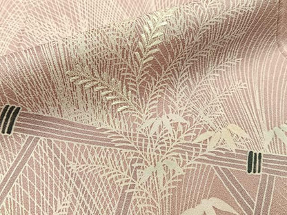 平和屋着物■訪問着　刺繍　竹垣草葉文　暈し染め　正絹　逸品　BAAY3816hj