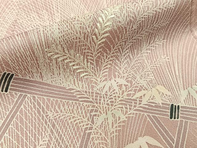 平和屋着物■訪問着　刺繍　竹垣草葉文　暈し染め　正絹　逸品　BAAY3816hj