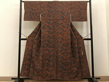 平和屋着物●宮内庁御用達　赤城右堂　小紋　型染め　流水花文　鬼しぼ縮緬　正絹　逸品　BAAY3817hj